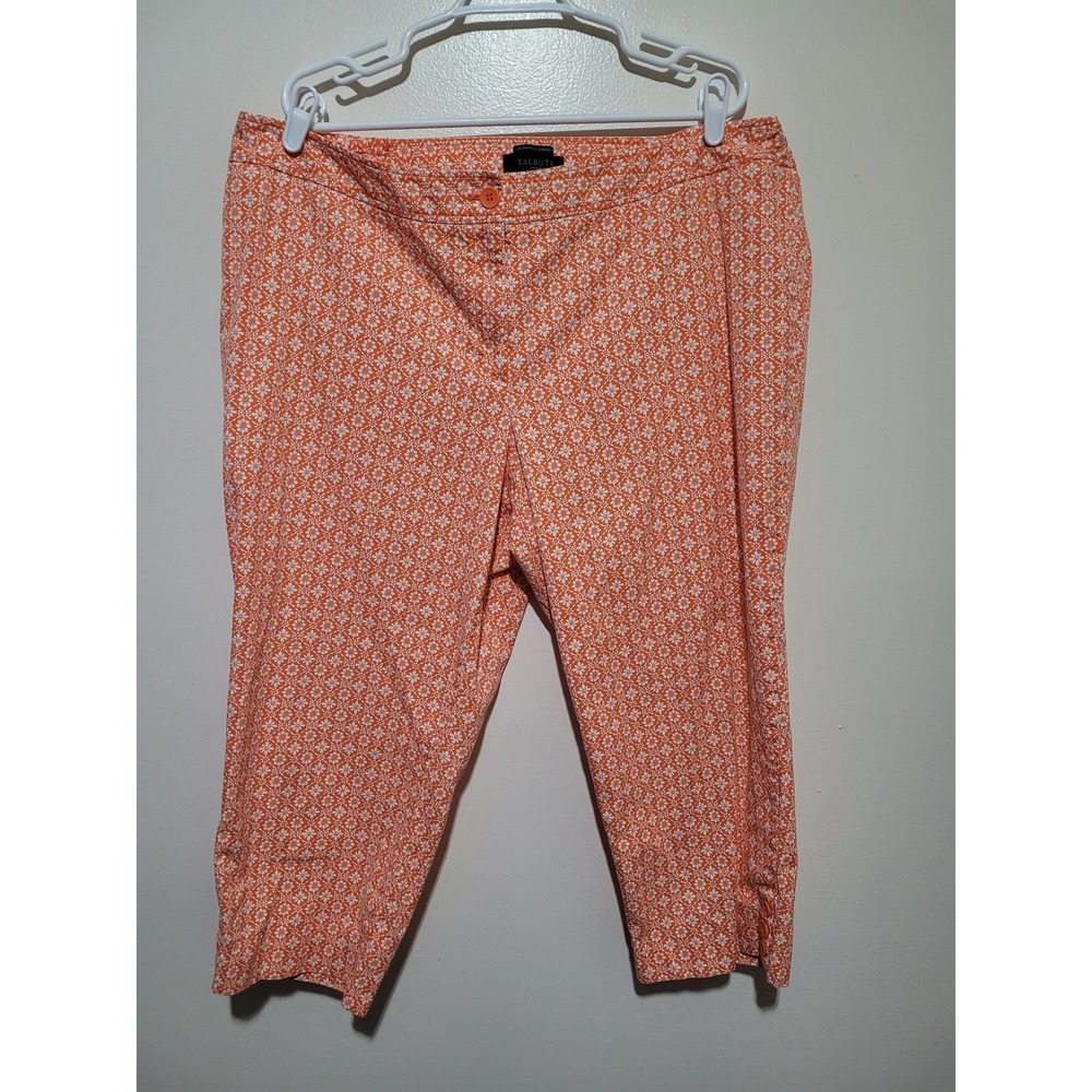 Talbots The Perfect Skimmer Pants Women 20W Orange White Floral Cropped